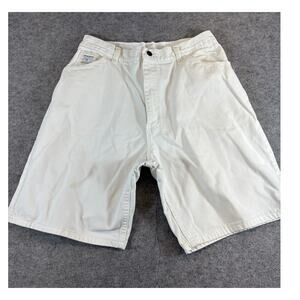 VINTAGE Wrangler Jean Shorts Womens Size 16 White Denim High Rise USA Jorts Y2K